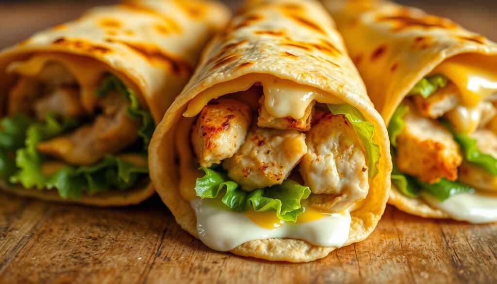 Cheesy Garlic Chicken Wraps
