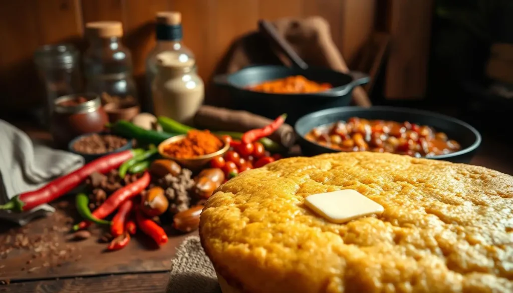 cornbread topped chili pie